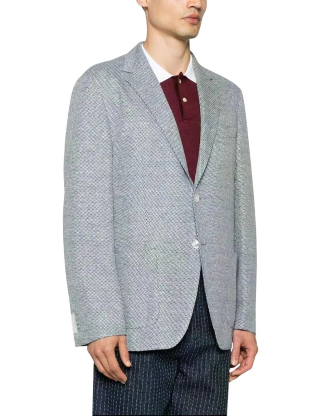 Boss Hugo Boss Patterned Blazer Linen Cotton Blend Designer Lightweight Size 42R